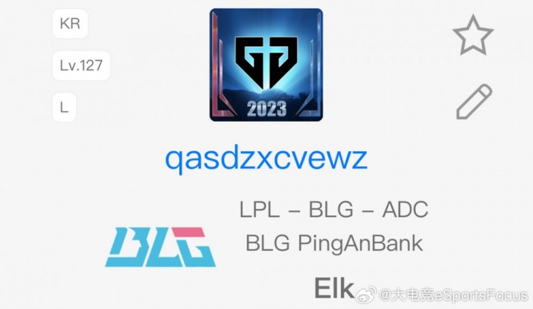 玩起来了~Elk和Peyz两位AD选手分别换成了GEN和BLG的头像