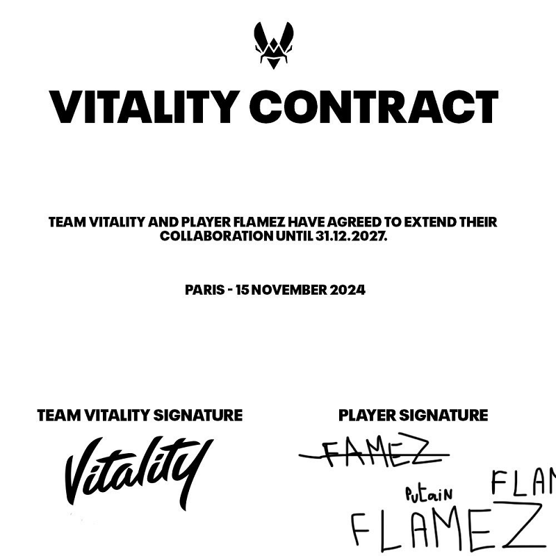 Vitality延长与flameZ合约至2027年底