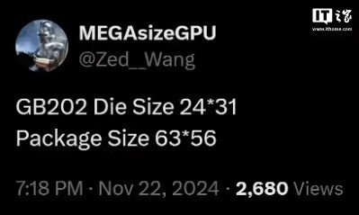 RTX5090显卡GPU尺寸较4090增大22%，仅次于TU102成为最大显卡之一