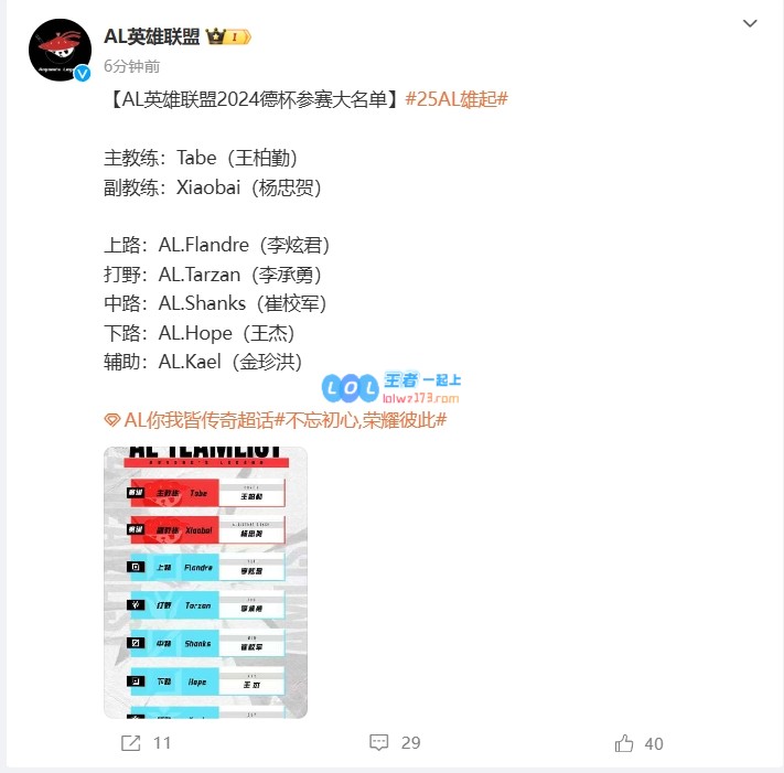 AL俱乐部正式公布德杯参赛阵容：全主力出战！圣枪哥、塔赞与香克斯等明星球员齐备